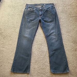 Guess Falcon Jeans Mens 36 Dark Blue Denim Bootcut Regular Boot Flap Pockets